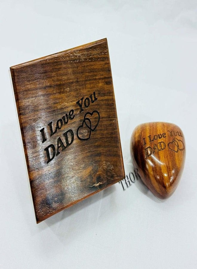 THOR INSTRUMENTS جرة خشبية على شكل قلب لحفظ رماد الحيوانات الأليفة، مصنوعة يدوياً - مثالية للبالغين والرضع، مع صندوق خشبي وحامل، 3 بوصات (أحبك يا أبي). - Image 1